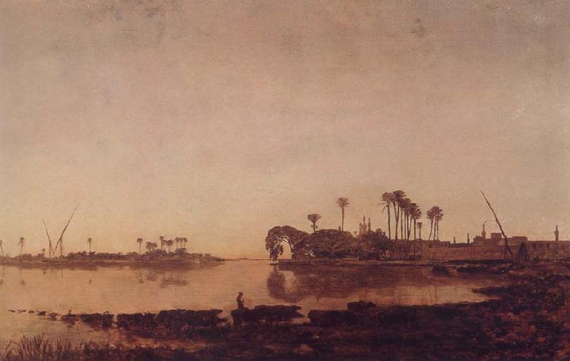 Prosper Marilhat The Banks of the Nile at Damanhur oil painting image